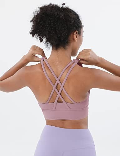 Micoson Vücut Geliştirme Sevimli Yoga Sutyen Kadınlar için Yastıklı Çapraz Geri Spor Sutyeni Yüksek Destek Estetik Sutyen