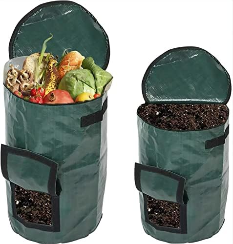 Çevre Kompost Torbası, Yeniden Kullanılabilir Yaprak Çim Torbaları, Katlanabilir Bahçe Atık Torbaları Mutfak için Kapaklı