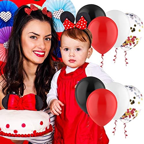 36 Parça Siyah Kırmızı konfeti Balonları Bebek Duş Balonlar Kiti Dahil Siyah Kırmızı Beyaz Balonlar ile Balon Şerit için